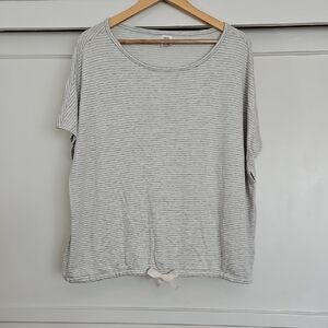 Gray Striped Short Sleeve Sweatshirt Top